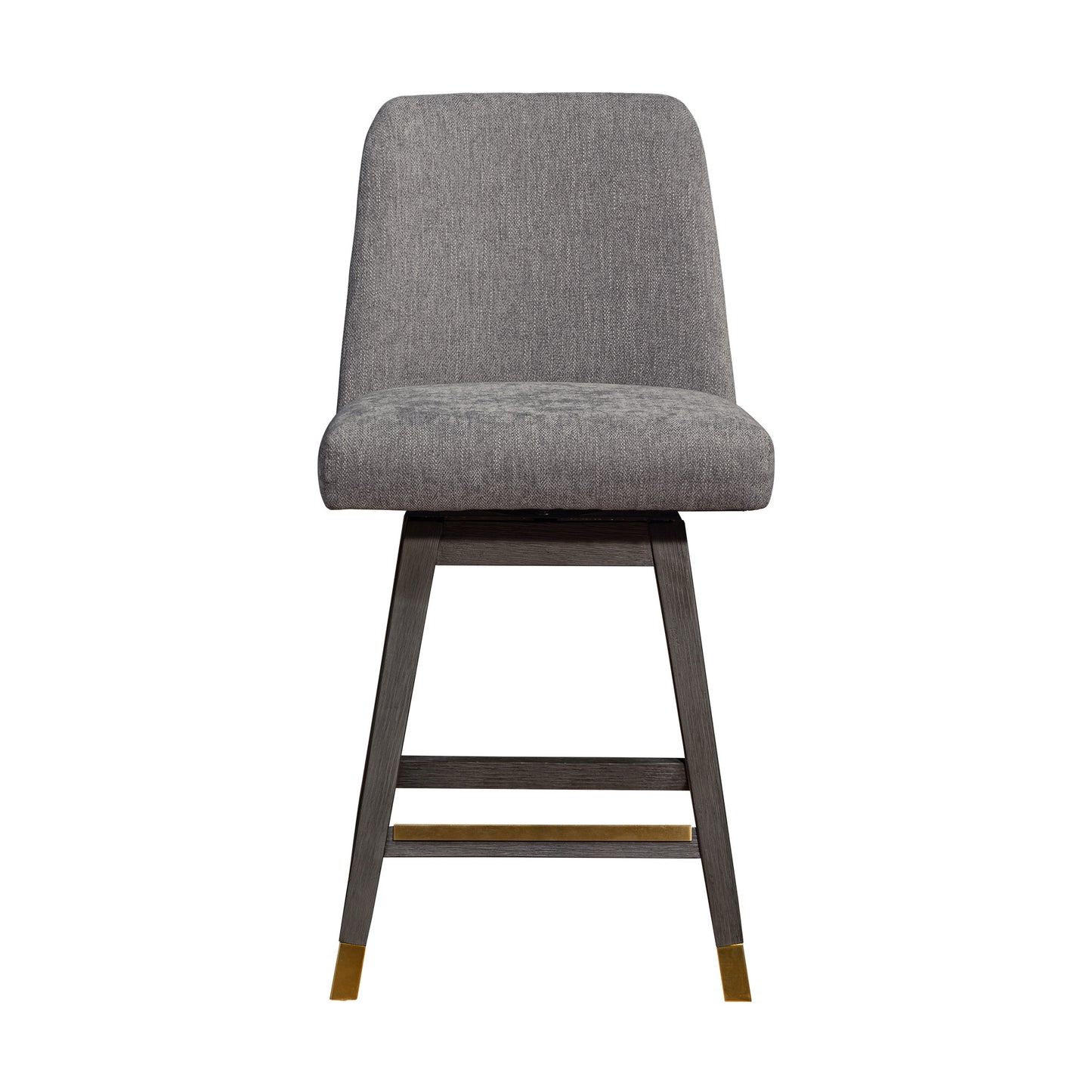 Taupe & Gray Solid Wood Counter Height Swivel Bar Chair
