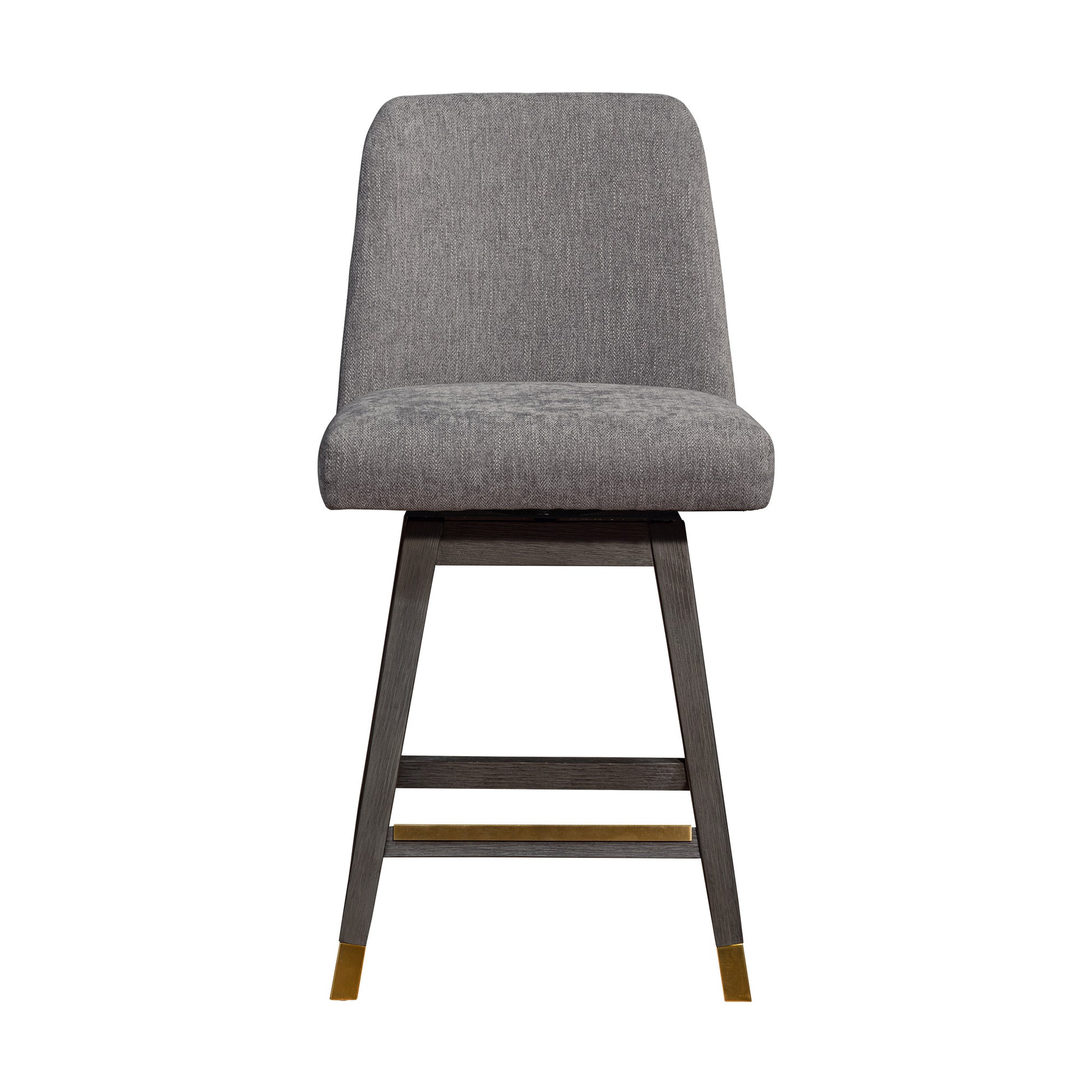 Taupe & Gray Solid Wood Counter Height Swivel Bar Chair