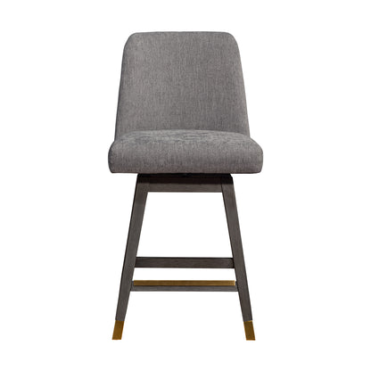 Taupe & Gray Solid Wood Counter Height Swivel Bar Chair