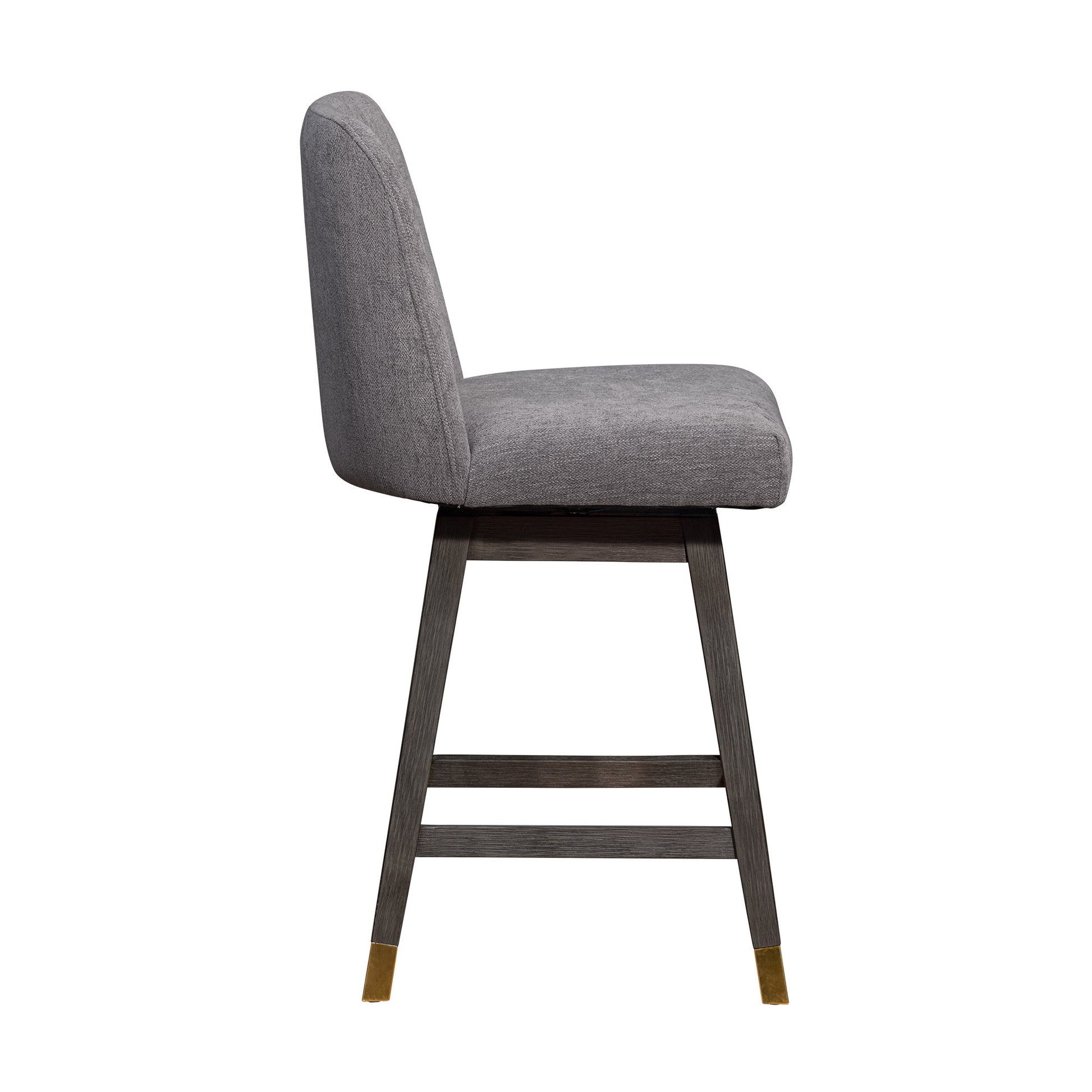 Taupe & Gray Solid Wood Counter Height Swivel Bar Chair