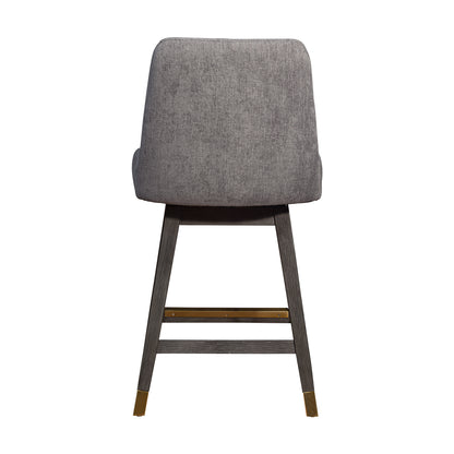 Taupe & Gray Solid Wood Counter Height Swivel Bar Chair