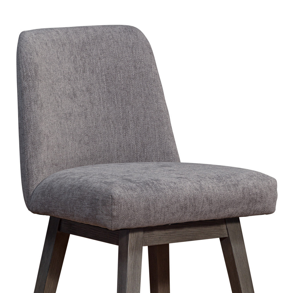 Taupe & Gray Solid Wood Counter Height Swivel Bar Chair