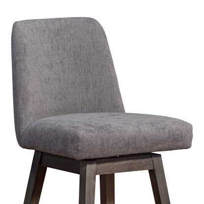 Gray & Brown Fabric & Solid Wood Swivel Bar Chair