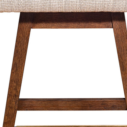 Beige & Brown Solid Wood Swivel Counter Height Bar Chair