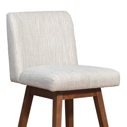 Beige & Wood Brown Solid Wood Bar Height Swivel Bar Chair
