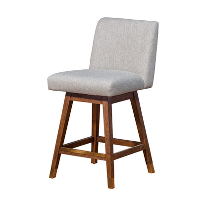 Taupe & Brown Solid Wood Counter Height Swivel Bar Chair
