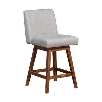 Taupe & Brown Solid Wood Counter Height Swivel Bar Chair