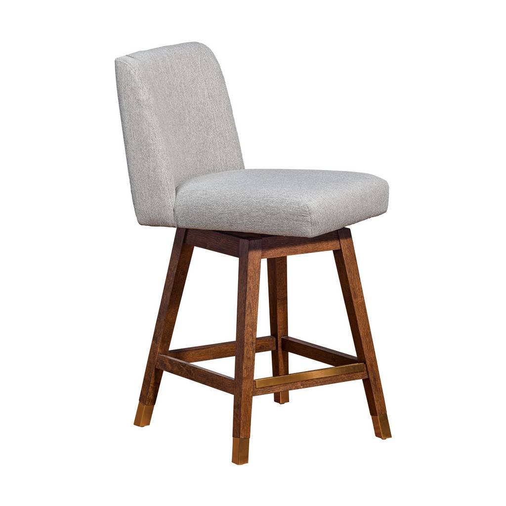 Taupe & Brown Solid Wood Counter Height Swivel Bar Chair