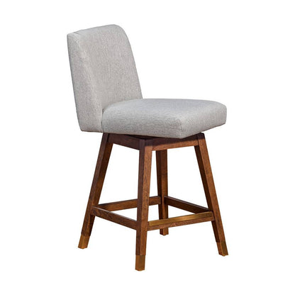 Taupe & Brown Solid Wood Counter Height Swivel Bar Chair