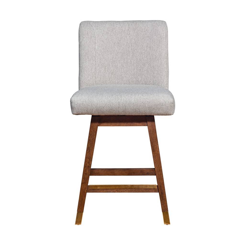 Taupe & Brown Solid Wood Counter Height Swivel Bar Chair