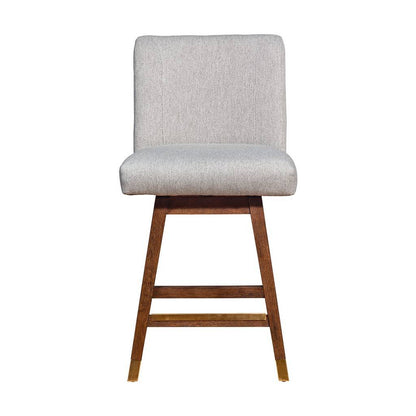 Taupe & Brown Solid Wood Counter Height Swivel Bar Chair