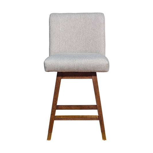 Taupe & Brown Solid Wood Counter Height Swivel Bar Chair