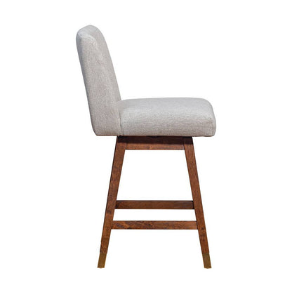 Taupe & Brown Solid Wood Counter Height Swivel Bar Chair