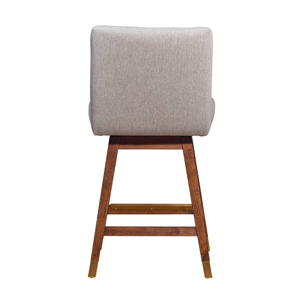 Taupe & Brown Solid Wood Counter Height Swivel Bar Chair