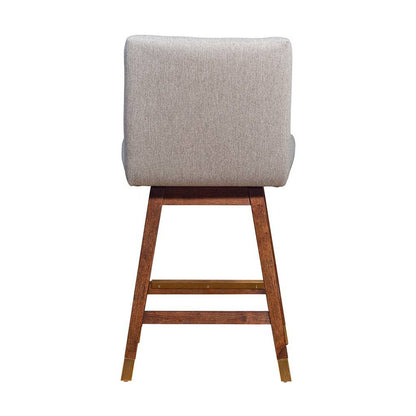 Taupe & Brown Solid Wood Counter Height Swivel Bar Chair