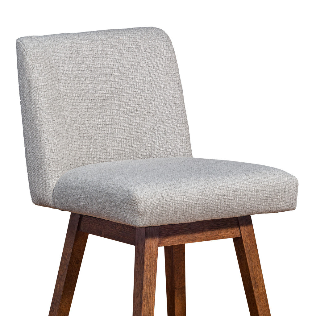 Taupe & Brown Solid Wood Counter Height Swivel Bar Chair