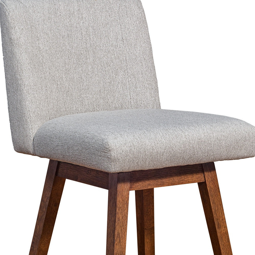 Taupe & Brown Solid Wood Counter Height Swivel Bar Chair