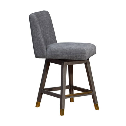 Gray & Brown Solid Wood Counter Height Swivel Bar Chair