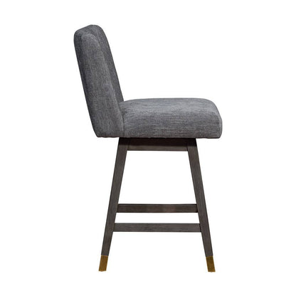 Gray & Brown Solid Wood Counter Height Swivel Bar Chair