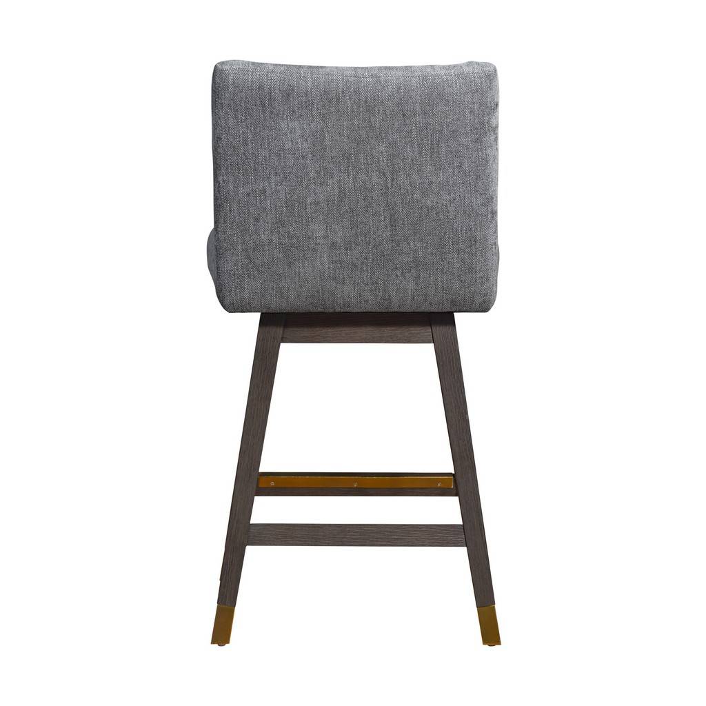 Gray & Brown Solid Wood Counter Height Swivel Bar Chair