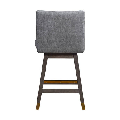 Gray & Brown Solid Wood Counter Height Swivel Bar Chair