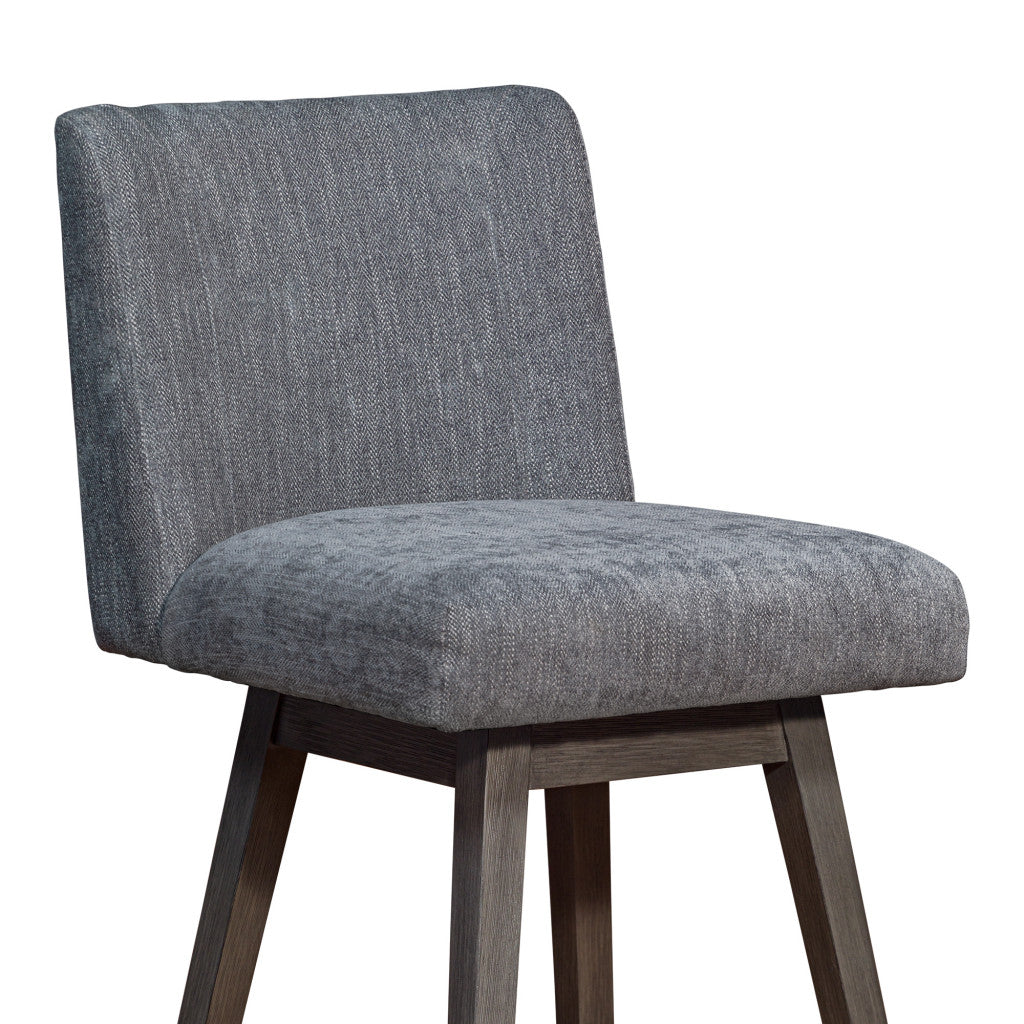 Gray & Brown Solid Wood Counter Height Swivel Bar Chair