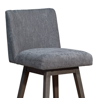 Gray & Brown Solid Wood Counter Height Swivel Bar Chair