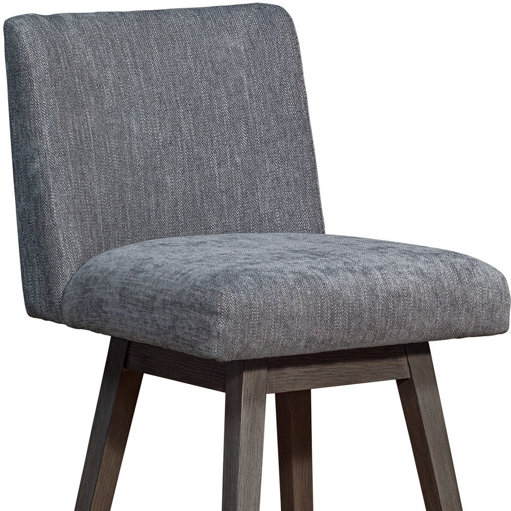 Gray & Brown Solid Wood Counter Height Swivel Bar Chair