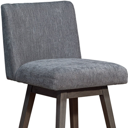 Gray & Brown Solid Wood Counter Height Swivel Bar Chair