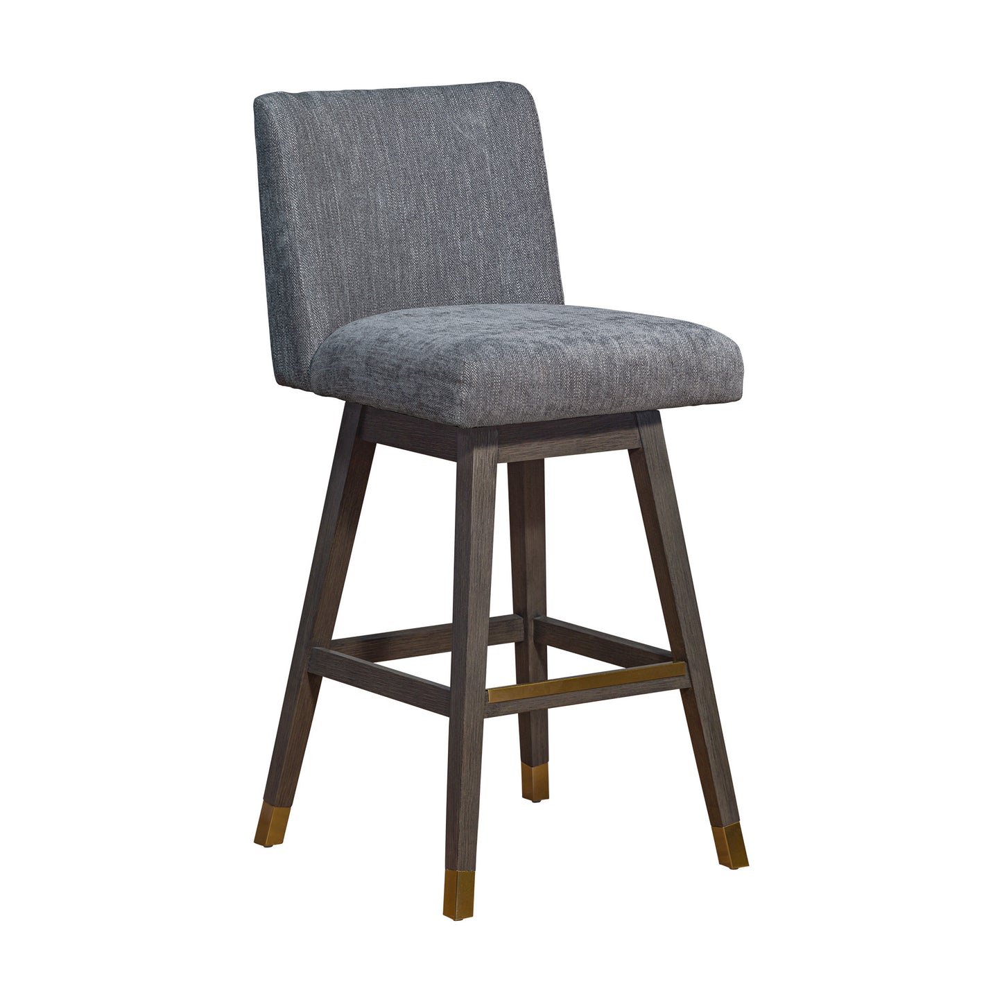 Gray & Brown Solid Wood Swivel Bar Chair