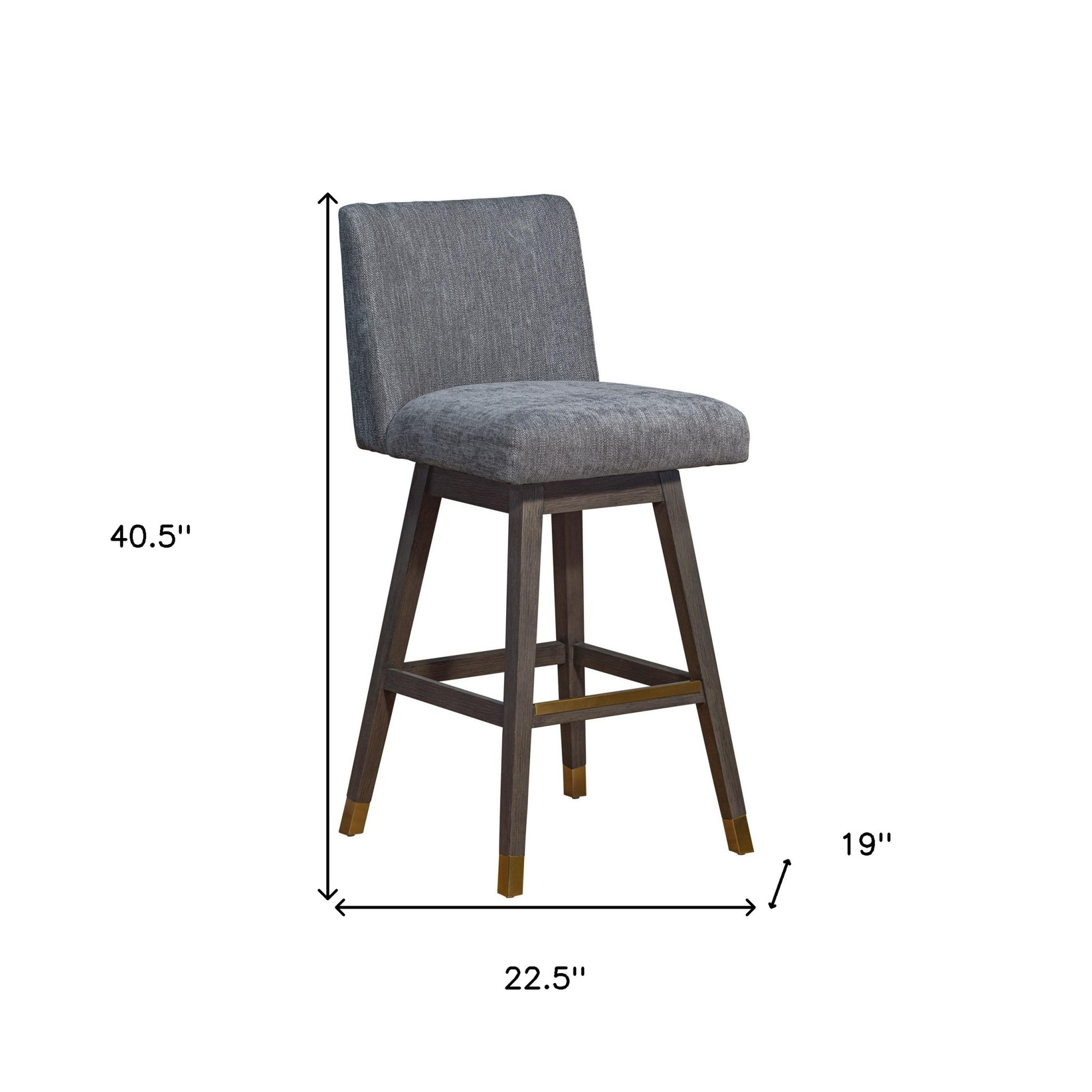 Gray & Brown Solid Wood Swivel Bar Chair