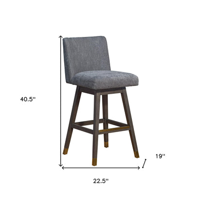 Gray & Brown Solid Wood Swivel Bar Chair