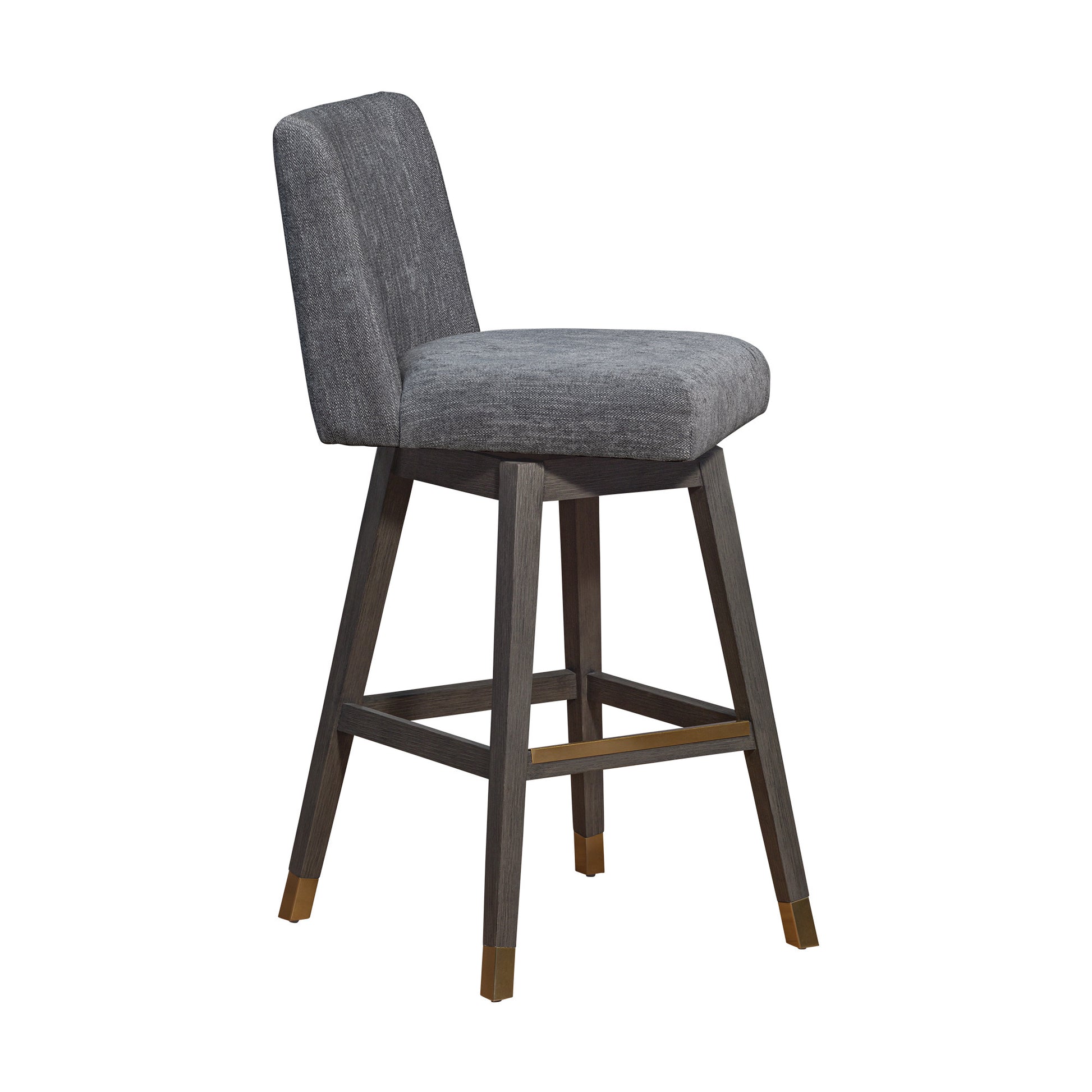 Gray & Brown Solid Wood Swivel Bar Chair