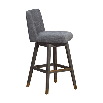 Gray & Brown Solid Wood Swivel Bar Chair