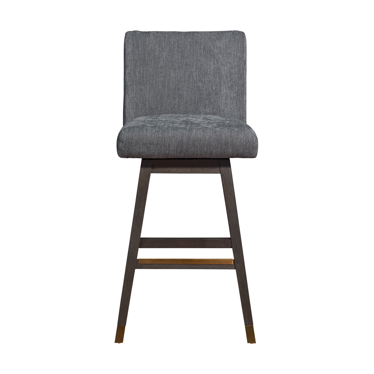 Gray & Brown Solid Wood Swivel Bar Chair