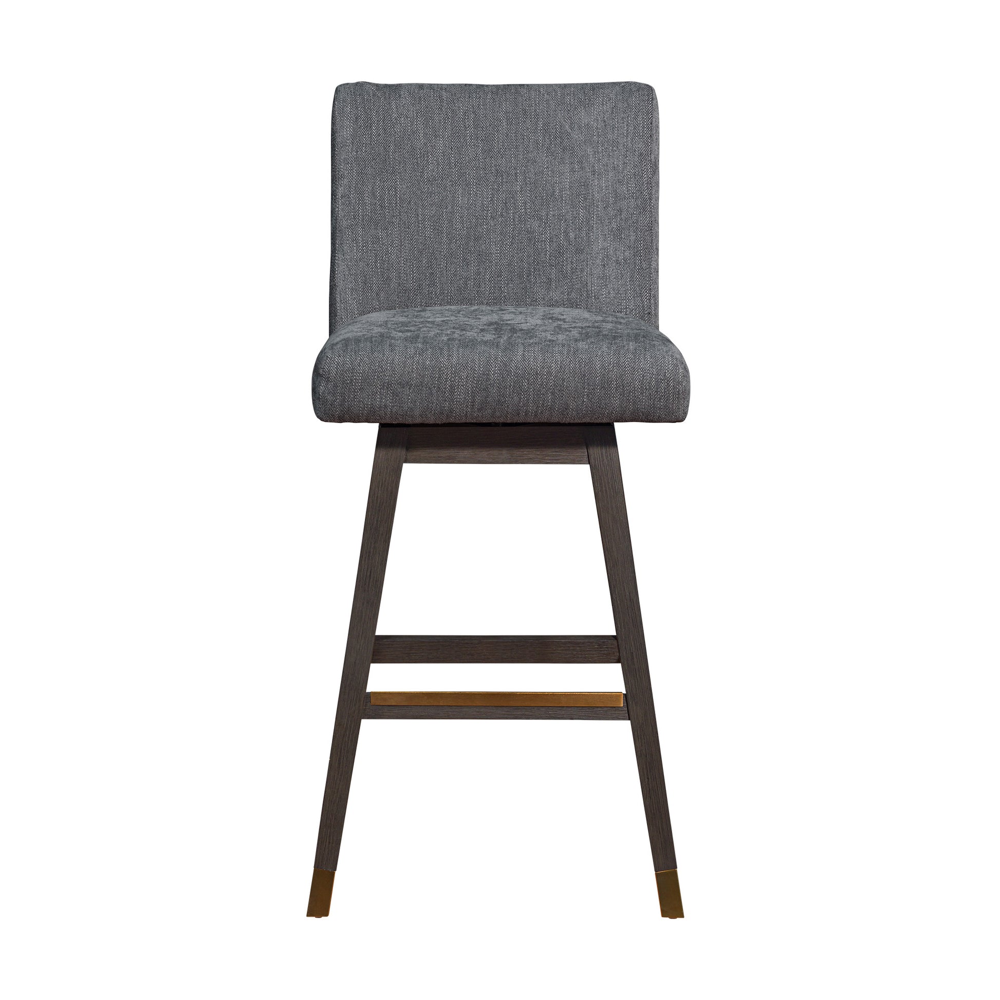 Gray & Brown Solid Wood Swivel Bar Chair