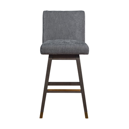 Gray & Brown Solid Wood Swivel Bar Chair