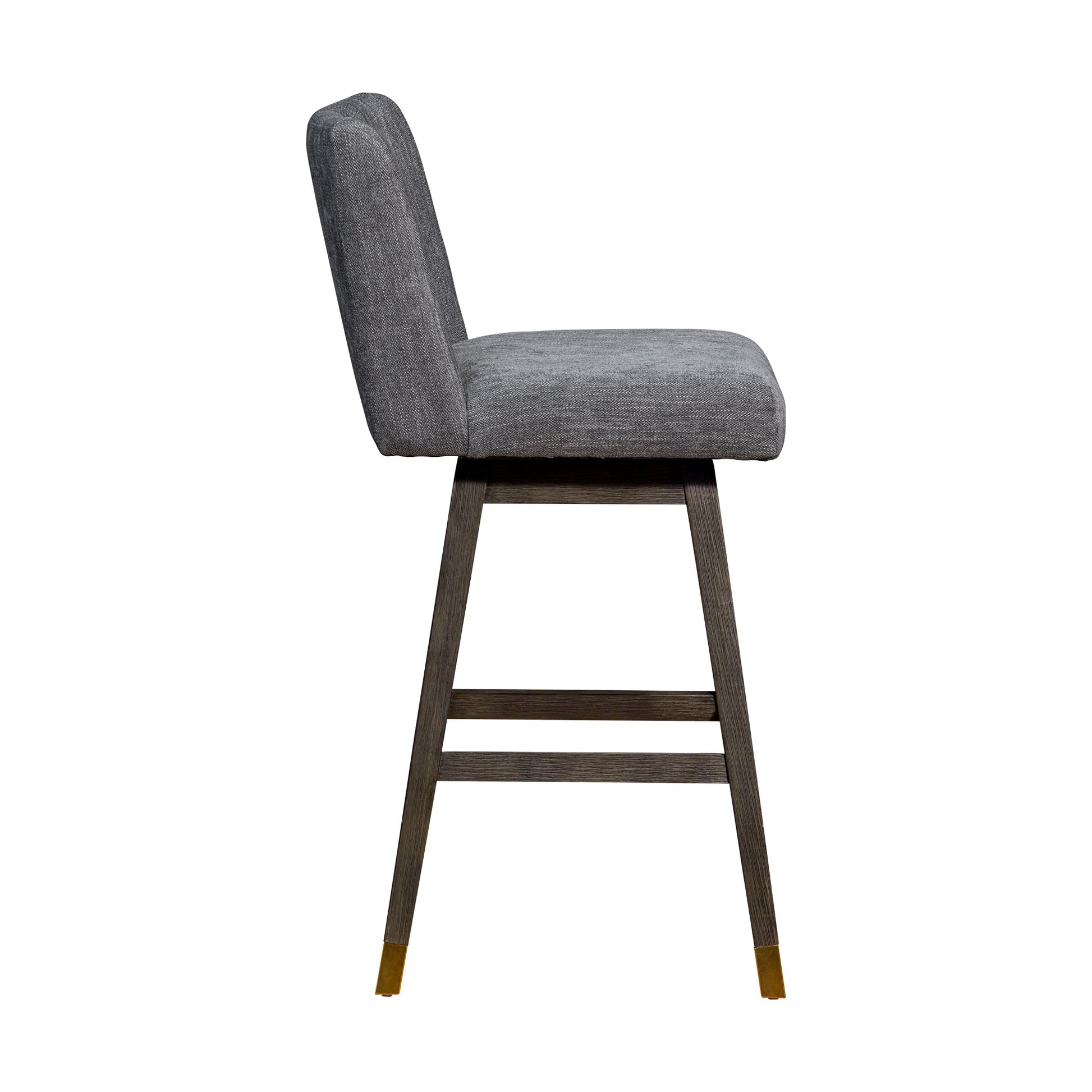 Gray & Brown Solid Wood Swivel Bar Chair