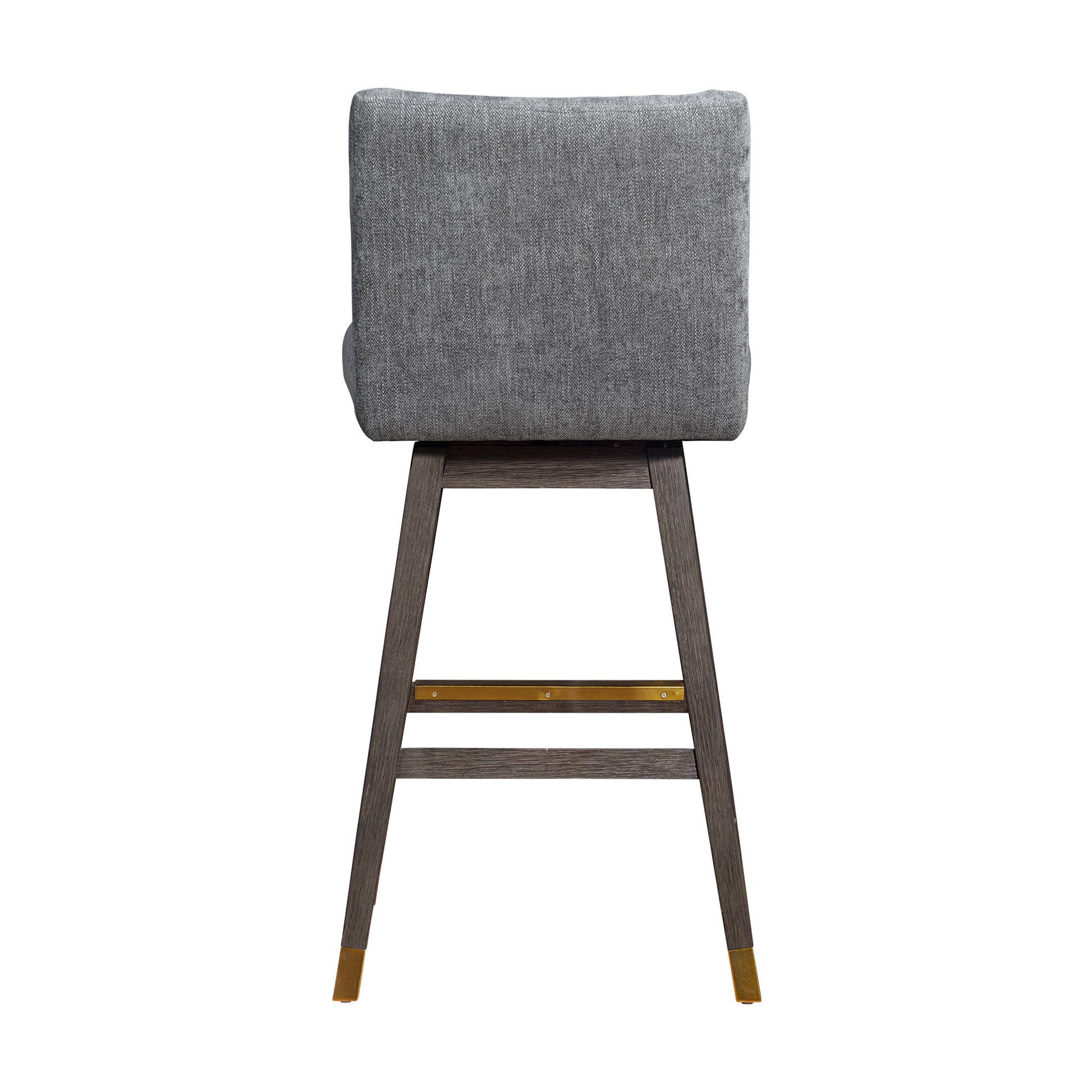 Gray & Brown Solid Wood Swivel Bar Chair