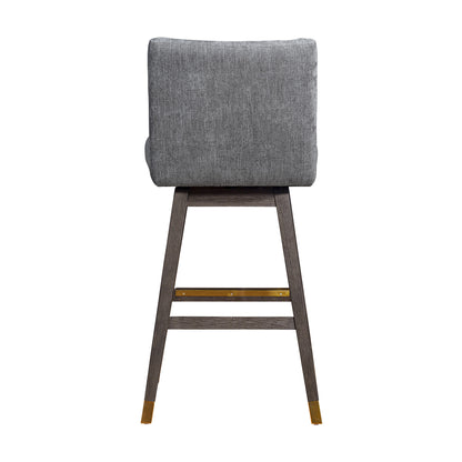 Gray & Brown Solid Wood Swivel Bar Chair
