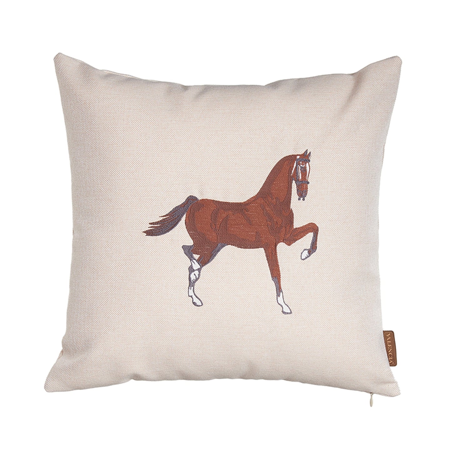 Beige Animal Print Handmade Pillow w/ Embroidery