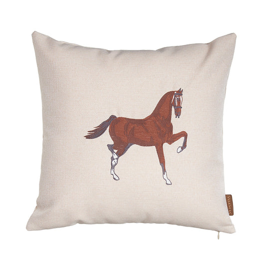 Beige Animal Print Handmade Pillow w/ Embroidery