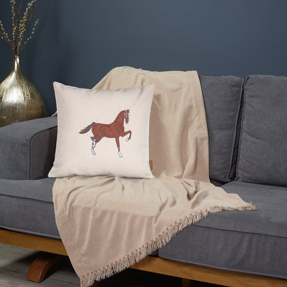 Beige Animal Print Handmade Pillow w/ Embroidery