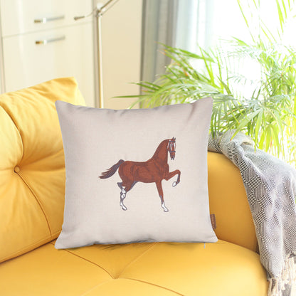 Beige Animal Print Handmade Pillow w/ Embroidery