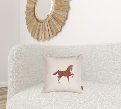 Beige Animal Print Handmade Pillow w/ Embroidery