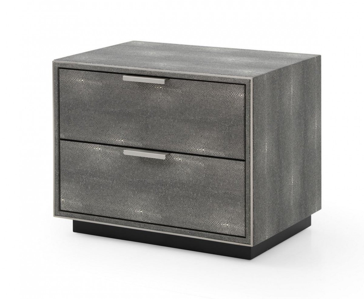 Gray Shagreen 2 Drawer Nightstand