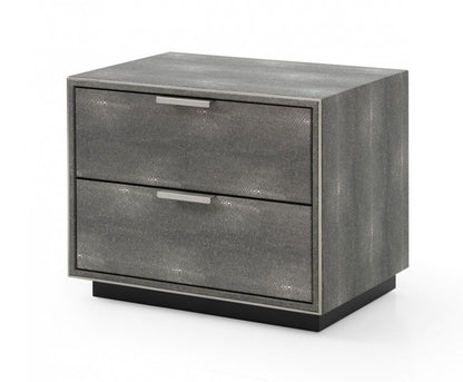 Gray Shagreen 2 Drawer Nightstand