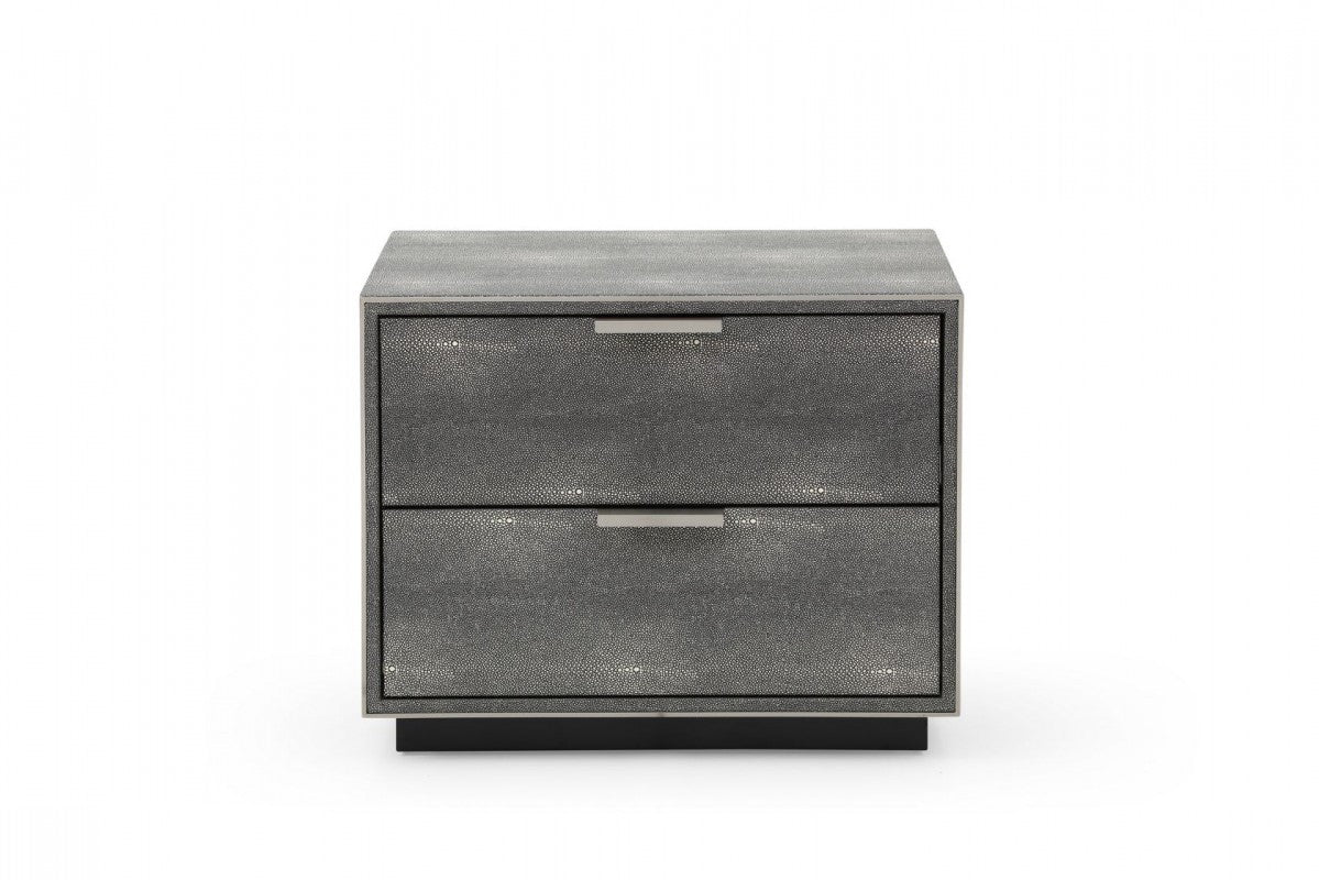 Gray Shagreen 2 Drawer Nightstand