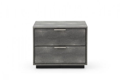 Gray Shagreen 2 Drawer Nightstand