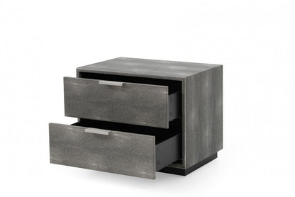 Gray Shagreen 2 Drawer Nightstand